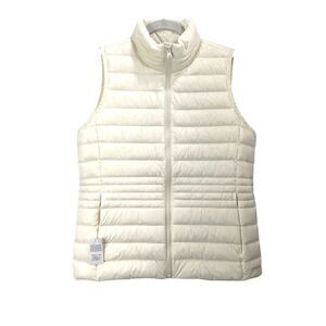 NEW Lands' End zip up Down Puffer Vest Size S cream warm‎ lightweight